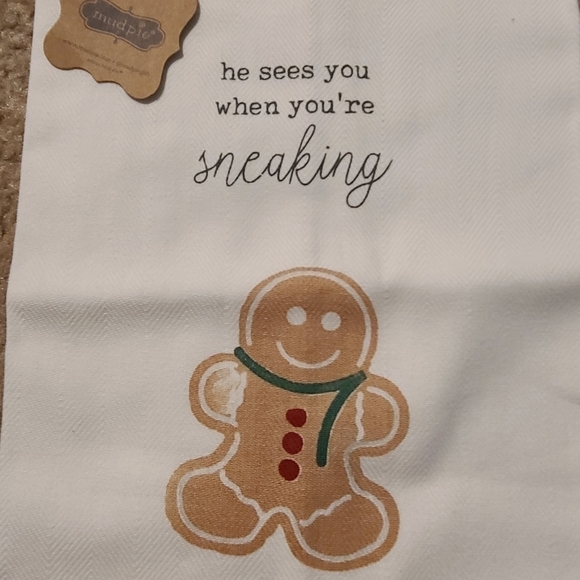 Mudpie Christmas Gingerbread Tea Towel Brand New NWT - Picture 2 of 5